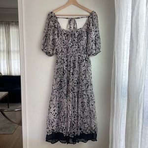 Anthropologie Chiffon Peasant MIDI Dress